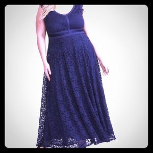 Pretty Navy Blue Lace Dress
